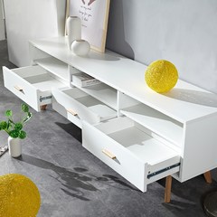 Union living room, simple white TV cabinet, modern Nordic cabinet, small family, solid wood TV cabinet, tea table combination Assemble 1.8 meter TV cabinet