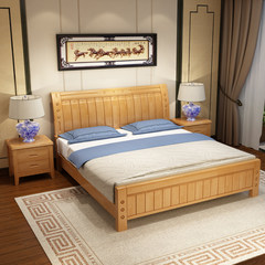 Qianxi where goods garden bed 1.2 single bed double 1.8 1.5 meters high bed storage box 1500mm*1900mm Teak ribbon bed with two bedside cabinets Frame structure