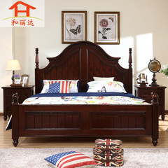 A simple toon American solid wood bed American bed 1.8 meters bedroom furniture and home Chengdu Rita 1800mm*2000mm Black walnut Frame structure