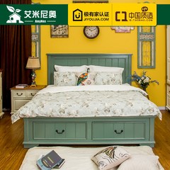 Amy Neo furniture, solid wood bedroom double bed, 1.51.8 American style village style double bed BL045 1500mm*2000mm BL045 (solid wood frame) Frame structure