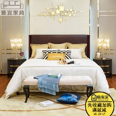 Solid wood bed 1.8 rice art double Zhuwo modern minimalist large-sized apartment bedroom bed of 2 meters of new classical furniture 1500mm*2000mm Maroon Support structure