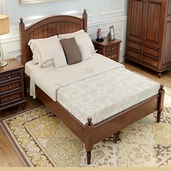美式乡村实木床1.2米1.5米单双人床美国红橡木做旧婚床卧室家具 1500mm*2000mm 美国白腊木 框架结构