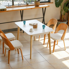 Nordic style retractable small apartment tables and chairs combination white table, modern simple table, four people table White table 80*80cm