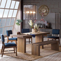 American country retro table Nordic European wood Jane creative Western-style food tables and chairs combined 6 rectangular tables Size color customization - contact customer service