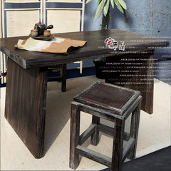 包邮 日式家具 烧桐木实木案几书桌套装.天然风 配套带凳