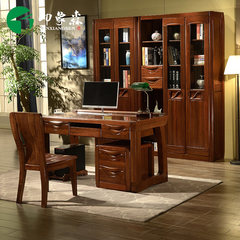 The whole wood ebony impression Sen desk desk desk desk bookcase desk combination Two door bookcase no