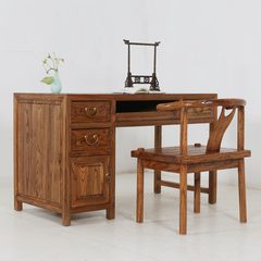 中式仿古实木书桌简易原木电脑桌椅组合写字台书法桌家用办公桌 单桌子 否