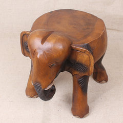 Thailand imported furniture wood like wood carving elephant stool stool, Feng Shui lucky practical Home Furnishing stool 12 inches (L35*W30*30)