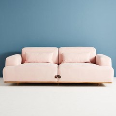 月合北欧小户型棉麻布艺沙发双三人创意坐具简约现代风格客厅家具 脚踏 床笠式保护垫