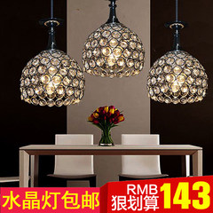 Simple modern crystal dining chandelier, three chandeliers, LED restaurant chandelier, single head bar, table lamp, table lamp, small Chandelier 3 disk LED light source