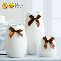 American country simple modern white ceramic vase flower hydroponic living room TV cabinet decoration three sets Bow Tie size