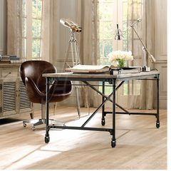 American style solid wood furniture, creative simplicity, loft iron art style table, mobile rural desktop desk 150*70*75 no