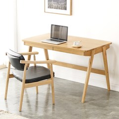 出口实木白橡木书桌北欧简约电脑桌办公桌写字台带抽屉小户型家具 原木色1.2米单桌