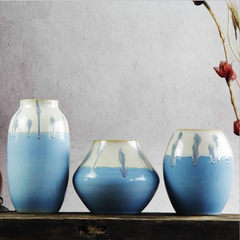 【青山在】彩釉艺术陶瓷花器简约现代客厅餐桌三件套花瓶居家装饰 【青山在】一套3个