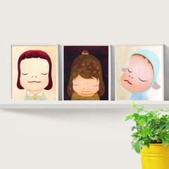 Baby dolls, cartoon children, decorative painting girls, modern minimalist murals, bedroom walls painted with frame paintings 23*28 White walnut frame (thick 3.5cm) A Independent