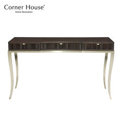 Corner House| high-end custom furniture | new American neo classical wood gold veneer desk
