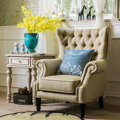 American style garden style furniture, single cloth sofa, tiger chair, leisure chair Single Beige cotton