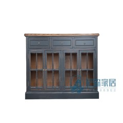 Simple American style furniture, countryside, Mediterranean solid wood furniture, sideboard, TV cabinet, multi-function cabinet Pure wood (color memo) 4 door