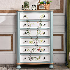 Country furniture, American style retro six bucket cabinet, solid drawer cabinet, painted cabinet storage cabinet Ready Six bucket cabinet