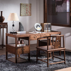 Black walnut solid wood computer desk, Chinese desk, office desk, home desk, drawer Desk no