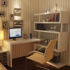 Right angle computer desk, desk, home simple writing desk, Corner desk, bookshelf combination baking paint desk 1.4 meter desk, +3 layer bookshelf (no drawer) yes