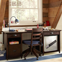 The desk computer desk desk with lockers learning American country desk all solid wood children Wiping varnish - one sided locker no