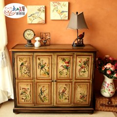 [house] west European hand-painted parrot fish shoe antique hall bedroom cabinet furniture lockers Ready Exquisite hand-painted, super large capacity