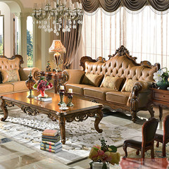 American style sofa, solid wood sofa, leather sofa, residential furniture, living room sofa combination Single 1+2+3 combination