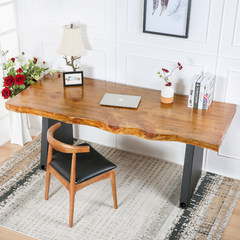 北欧铁艺实木不规则办公电脑桌做旧餐桌会议桌老板桌工作台泡茶桌 长度1.8米（厚度6公分）