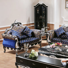 全实木沙发欧式沙发 新古典沙发雕花北欧沙发美式沙发家具 其他 黑色描银1+2+3组合