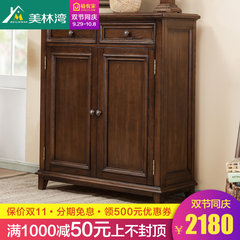 American country grey wood full solid wood shoes cabinet, double door cabinet, locker cabinet, porch cabinet, American furniture Ready Black walnut three door shoes cabinet