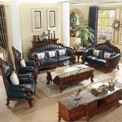 欧式沙发美式实木真皮沙发组合酒红大小户型新古典客厅样板房家具 单人 如图色