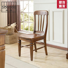 巢趣美式乡村餐椅美式家具美式餐椅实木餐椅水曲柳餐椅原木色餐椅 胡桃木本色（2件起售）