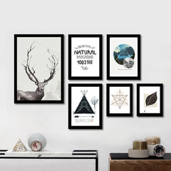 Sofa, wall decoration, painting originality, modern minimalist bedroom, bedside hanging painting, Nordic style living room, personalized elk 40*60 White frame (thick 3.5cm) A Independent