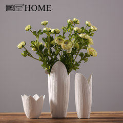 简约现代创意白色陶瓷花瓶插花花器家居客厅电视柜样板间台面摆件 细高款X1101-W