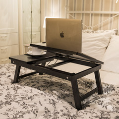 Laptop desk, solid wood home desk, dormitory, folding table, lazy table, small desk black