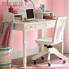 White children's desk, all solid wood desk, simple student home computer desk, bookshelf combination, study desk customization Desk yes