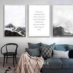 Modern simple decorative painting hanging painting, living room decorative painting sofa background wall, simple landscape letters hanging pictures 50*70 Black frame (thick 3.5cm) A Independent