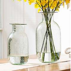 Modern minimalist transparent glass flower vase ornaments dried flower arrangements vase of flower flower hydroponic living room table Mu Er vase medium