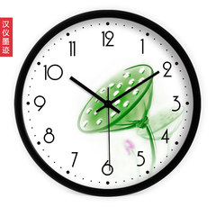 Simple modern creative China wind fresh lotus room wall clock clock quartz watch 14 inches Drawing frame of fine steel