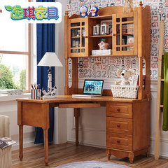 Pine computer table, calligraphy and painting table, learning desk, desk, children furniture, American countryside, all solid wood Corner desk There is no chair in the desk yes