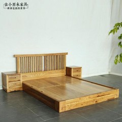 The new Chinese ancient and modern Chinese Zen wood bed BD027-6 log furniture and old elm 1 meters 5 beds 1500mm*2000mm Color Frame structure