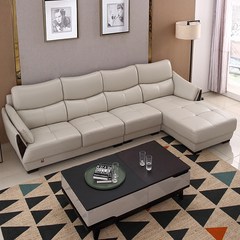 Antelope color simple modern leather sofa combination corner room north Oupi large-sized apartment sofa 928# combination Single person + double position + right royal concubine (3.18 meters)