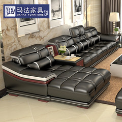 Leather sofa skin sofa simple modern head layer cowhide small type living room combination sofa leather art sofa combination Single + double + imperial concubine + double armrest single person