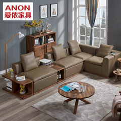 Love farming furniture, Nordic solid wood head layer, cowhide leather corner sofa combination, small apartment, living room three people down combination 2 single person, +2 corner