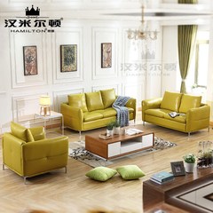Nordic small apartment, leather living room sofa combination of stainless steel frame, simple modern three leather art sofa creative Other Double position (imitation leather)