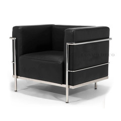 Stylish Danish European personality, leisure classic, simple commercial office leather, Corbusier single sofa Single black cow leather