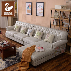 American style cloth sofa, rural small family, L corner sofa, living room combination of rural leisure sofa No arms single person Through the city mail to the logistics point