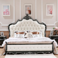 New classical bed European style bed, solid wood bed, princess bed, 1.8 meter wedding bed, American bed, deluxe bed 1500mm*2000mm Claret Frame structure