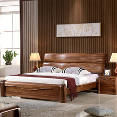 Solid wood bed 1.8 zingana wood timber bed section of modern Chinese heavy 1.5 meters high double box storage bed 1500mm*2000mm Wujin wooden bed Air pressure structure